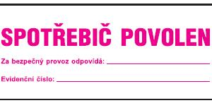 SPOTŘEBIČ POVOLEN - 297 X 105
